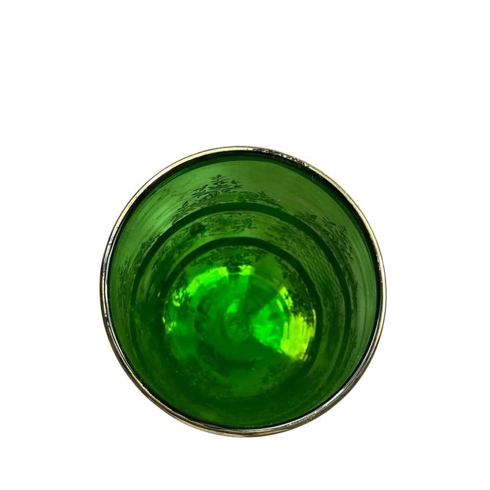 Vintage Italian mid century green glass vase w/gold gilding 17” - Picture 3 of 4